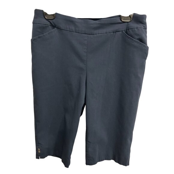 Coral Bay Womens Navy Blue Bermuda Shorts Sz 10 Slim Fit Stretch Side Pockets - Picture 1 of 12